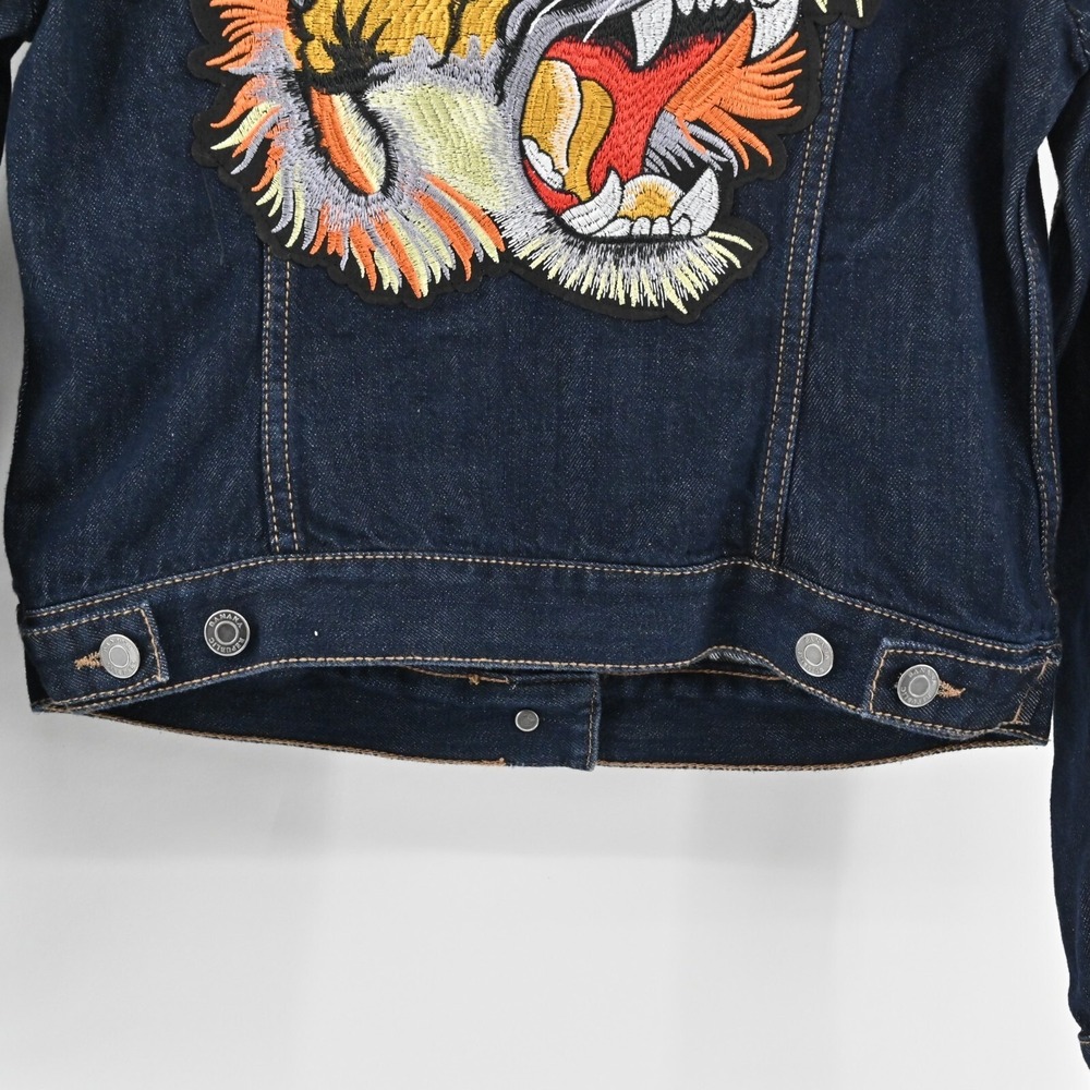 Banana Republic Embroidered Tiger Jean Jacket Womens Size XS Denim Button Patch - Picture 12 of 12